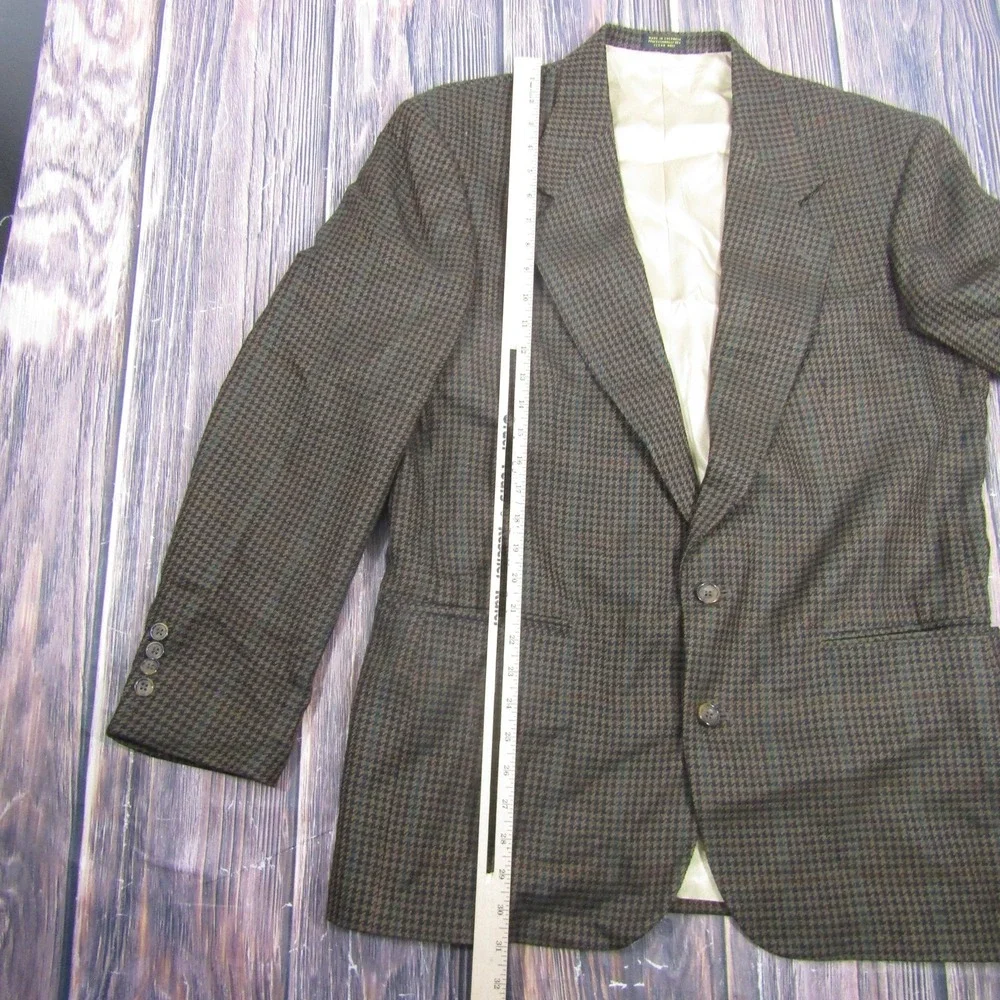 Oscar De La Renta Sport‎ Coat Mens L Brown Check Wool Tweed 2 Button Blazer